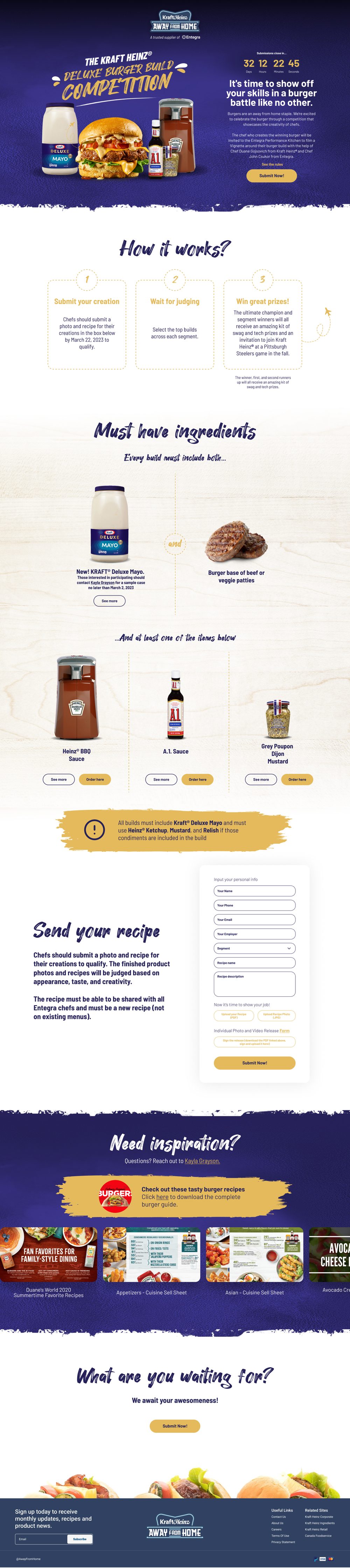 Kraft Heinz Away From Home — Deluxe Burger Build landing page