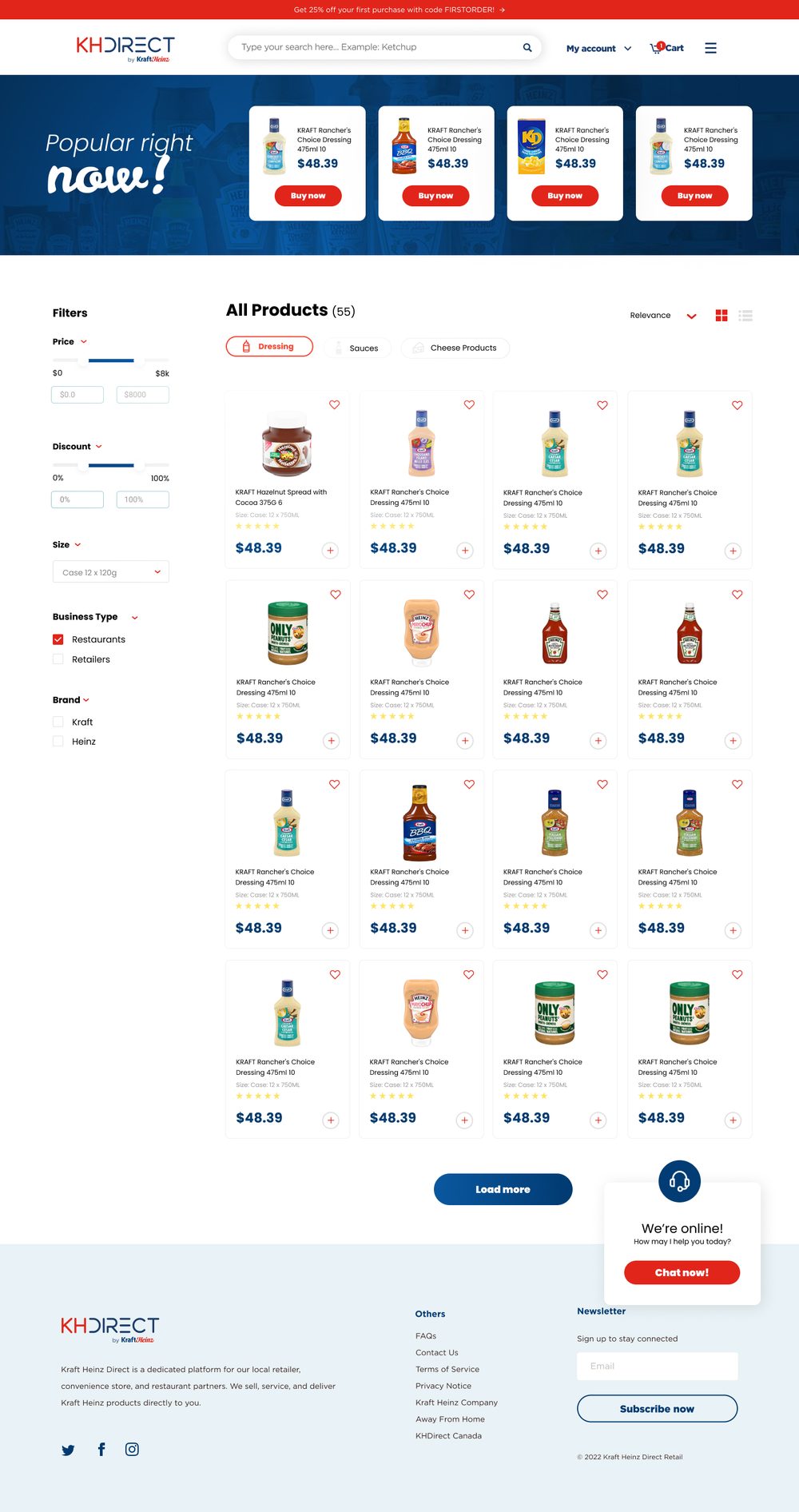 KH Direct — product catalog and filtering