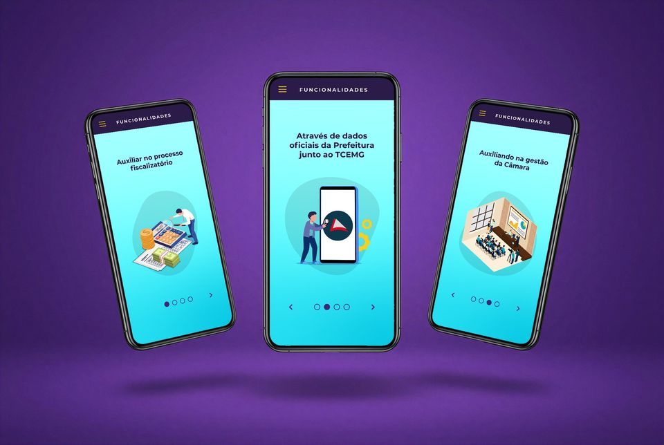 Raio-X Câmara onboarding screens