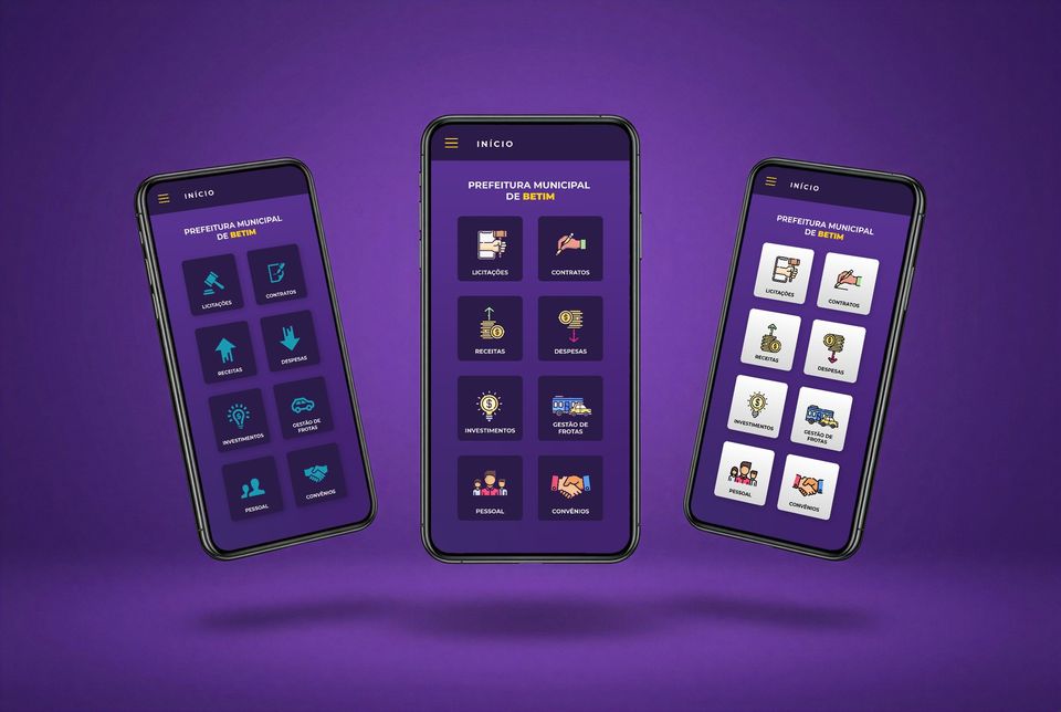 Raio-X Câmara municipality dashboard with dark and light icon sets