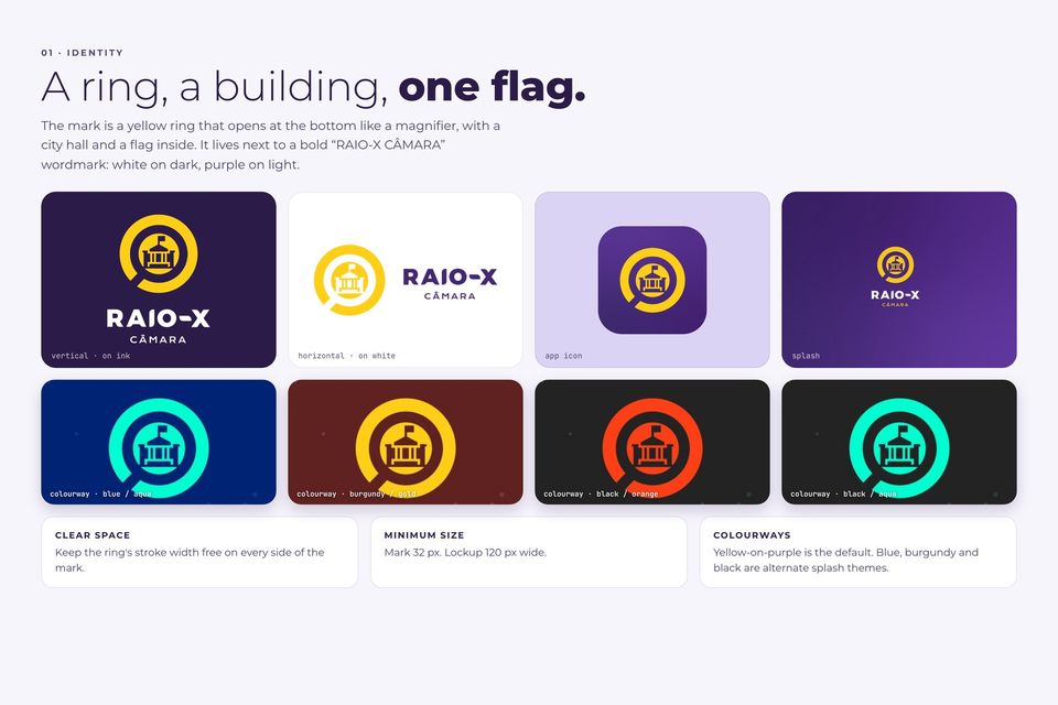 Raio-X Câmara brand center: vertical and horizontal logo versions